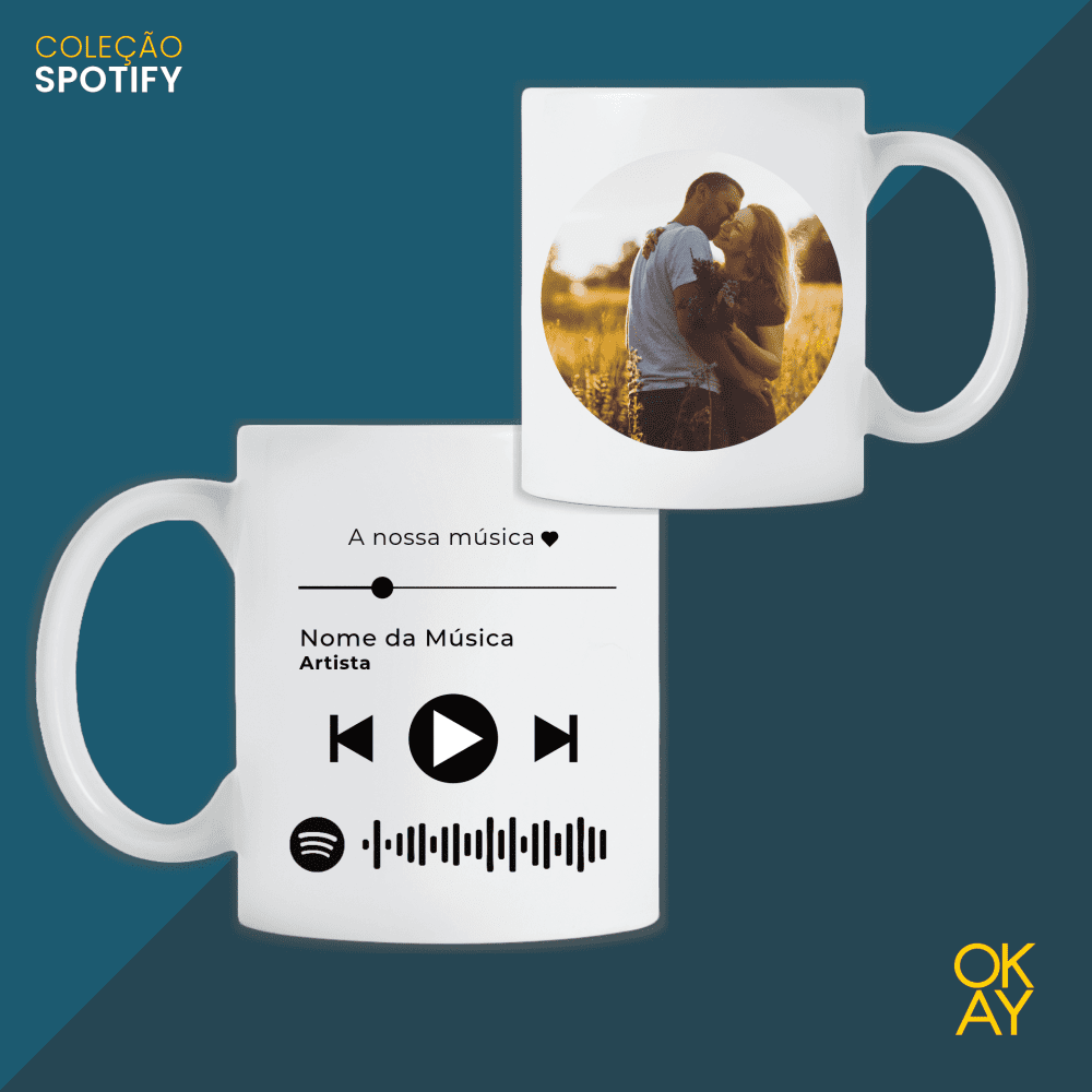 Caneca Spotify A nossa música Foto Personalizada